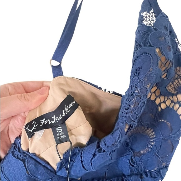 For Love & Lemons NEW Gianna Blue Lace Midi Dress - Picture 2 of 8